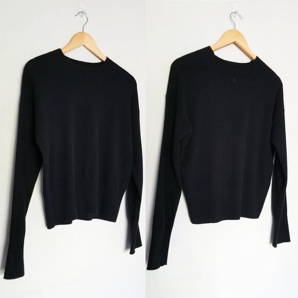 Banana Republic 100% Cashmere Wedge High Crewneck Sweater S Black Lightweight - Picture 9 of 14